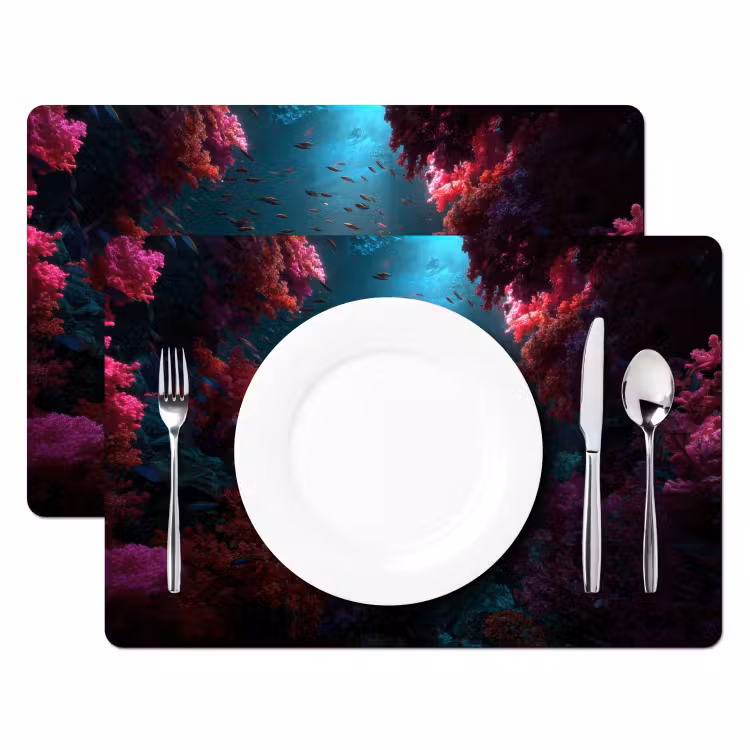 Standbeeld - Zeebodem - Koraal - Kleurrijk Placemat vinyl groot -zzsfeer2_Kitchenyeah-website