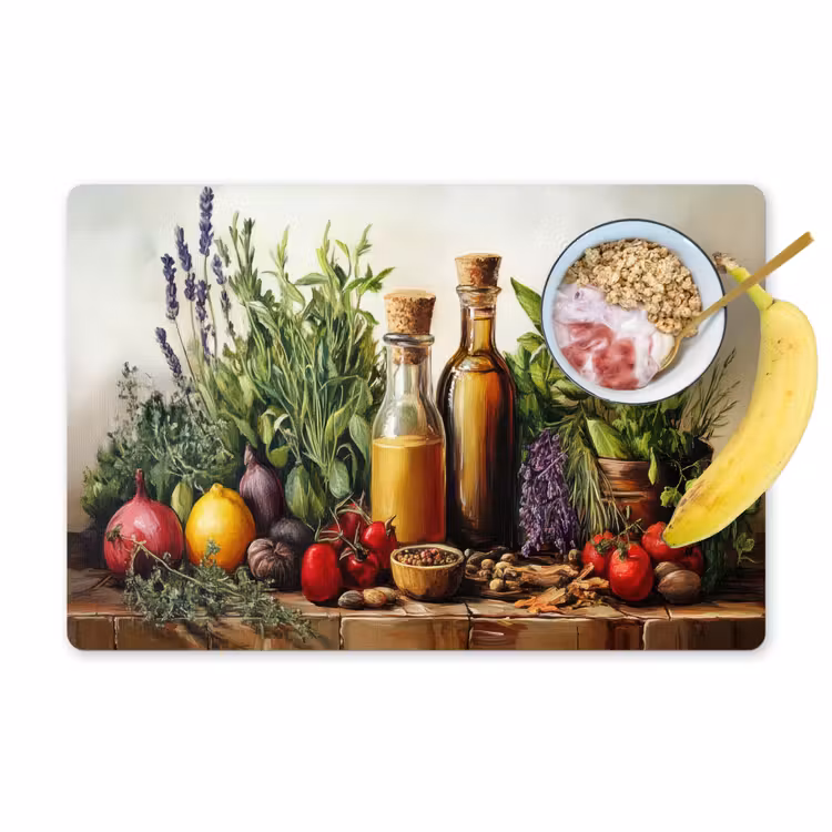 Stilleven - Kruiden - Specerijen - Fruit - Kleurrijk Placemat vinyl groot -zzzproduct_Kitchenyeah-website