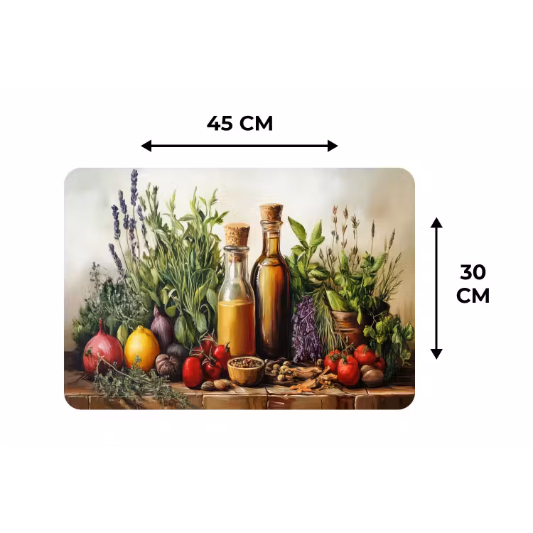 Stilleven - Kruiden - Specerijen - Fruit - Kleurrijk Placemat vinyl groot -specs