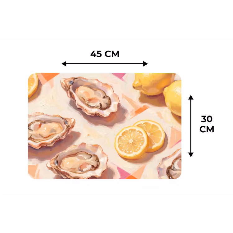 Stilleven - Citroenen - Oesters - Abstract - Oranje Placemat vinyl groot -specs