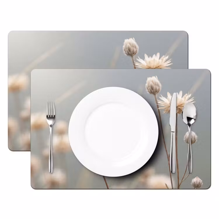 Strobloemen - Wit - Daglicht Placemat vinyl groot -zzsfeer2_Kitchenyeah-website