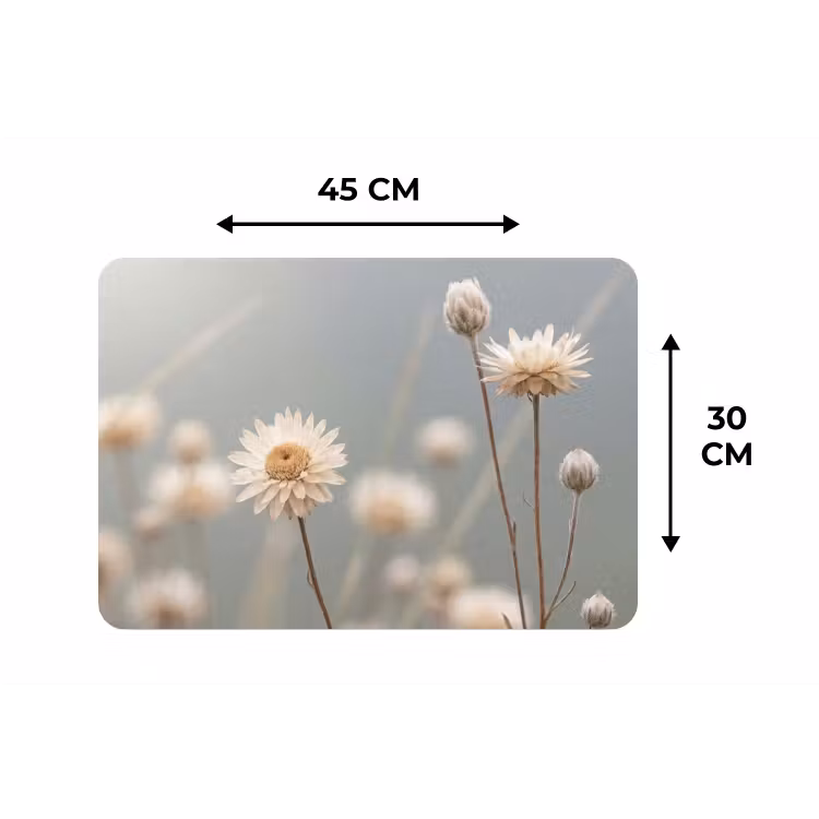 Strobloemen - Wit - Daglicht Placemat vinyl groot -specs