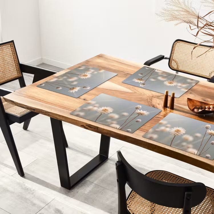 Strobloemen - Wit - Daglicht Placemat vinyl groot -zzsfeer4_Kitchenyeah-website