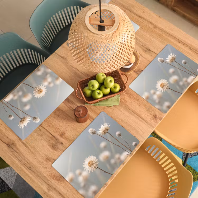Strobloemen - Wit - Daglicht Placemat vinyl groot -zzsfeer5_Kitchenyeah-website