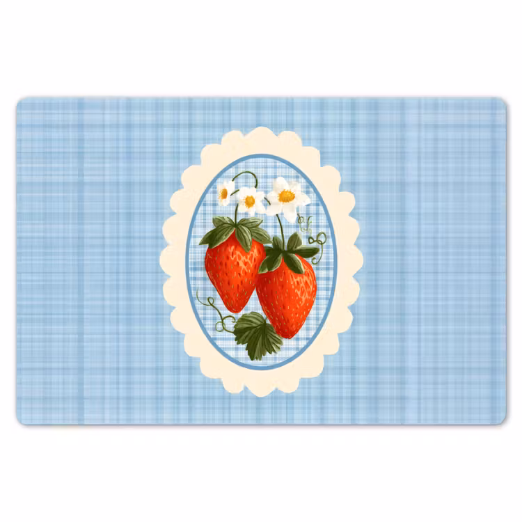 Aardbeien - Lijst - Rood - Geruit Placemat vinyl groot -zzsfeer1_Kitchenyeah-website
