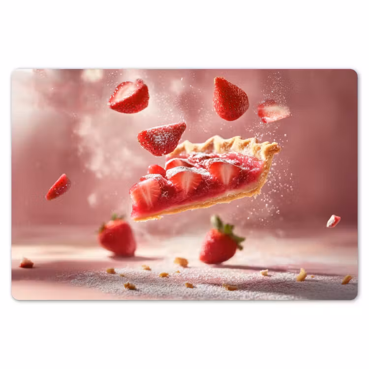 Aardbei - Taart- Eten - Roze Placemat vinyl groot -zzsfeer1_Kitchenyeah-website