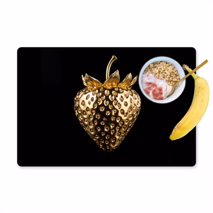Aardbei - Goud - Zwart - Chrome Placemat vinyl groot -zzzproduct_Kitchenyeah-website