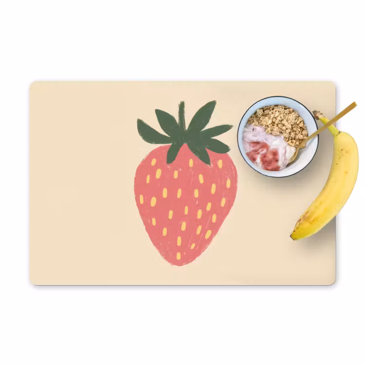 Aardbei - Minimalistisch - Rood - Fruit Placemat vinyl groot -zzzproduct_Kitchenyeah-website