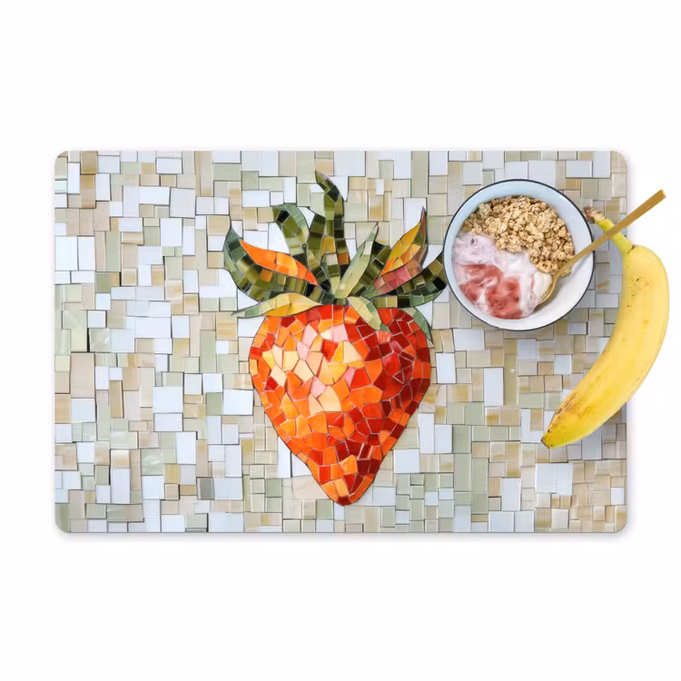 Aardbei - Rood - Mozaïek - Fruit Placemat vinyl groot -zzzproduct_Kitchenyeah-website