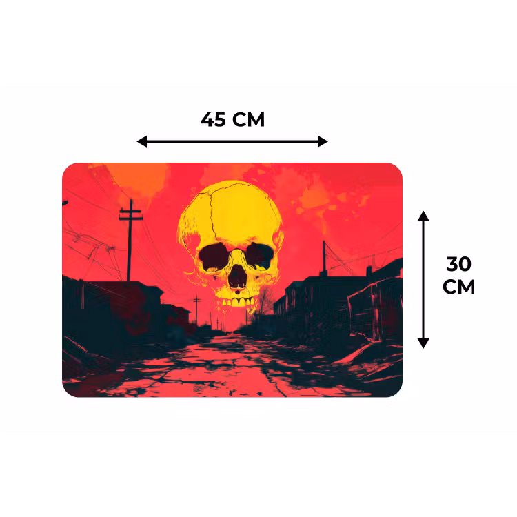 Straat - Verlaten - Schedel - Geel Placemat vinyl groot -specs