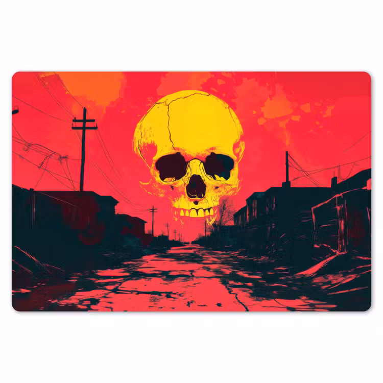 Straat - Verlaten - Schedel - Geel Placemat vinyl groot -zzsfeer1_Kitchenyeah-website