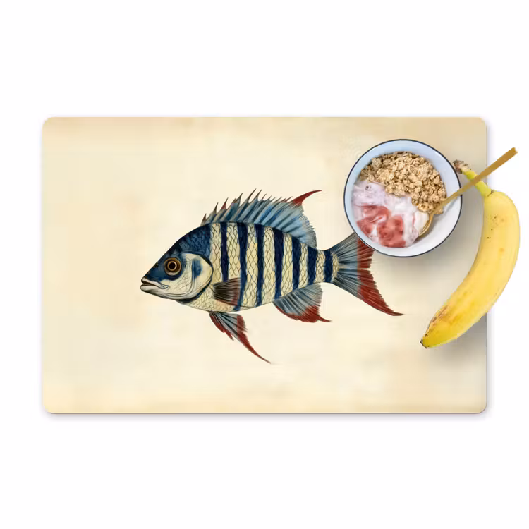 Gestreept - Donkerblauw - Rugvin - Vis Placemat vinyl groot -zzzproduct_Kitchenyeah-website