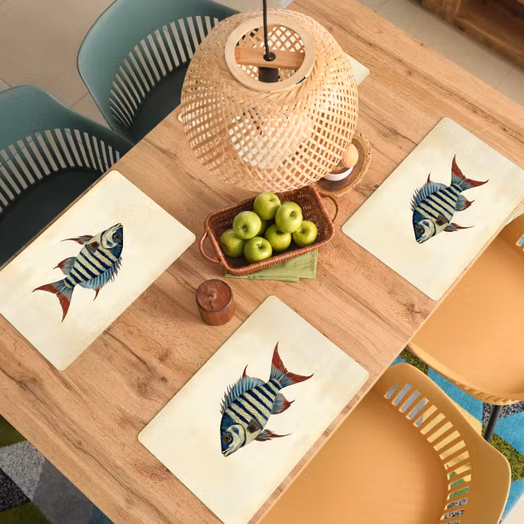 Gestreept - Donkerblauw - Rugvin - Vis Placemat vinyl groot -zzsfeer5_Kitchenyeah-website