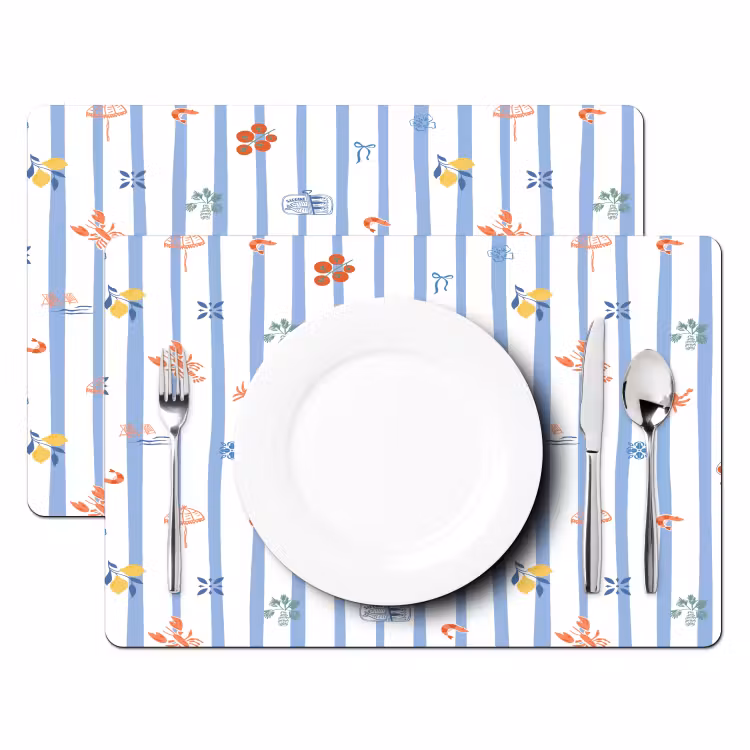 Zee - Sfeer - Strand - Blauw Placemat vinyl groot 368 -zzsfeer2_Kitchenyeah-website