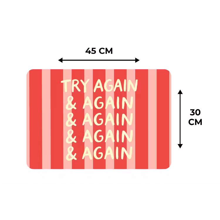 Strepen - Rood - Try again Placemat vinyl groot -specs