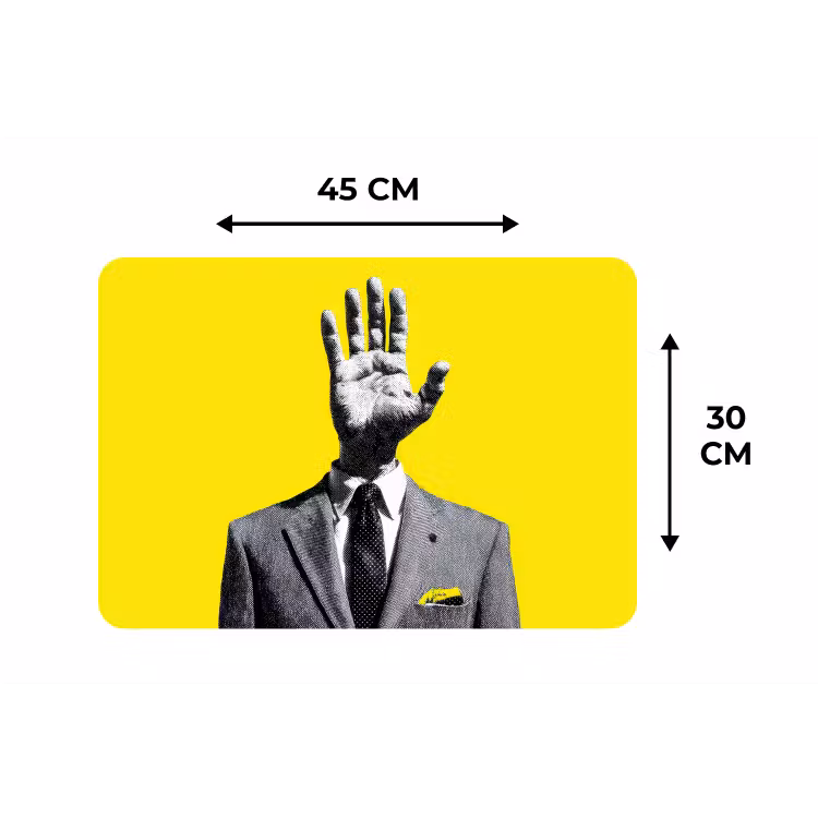 Pak - Hand - Geel Placemat vinyl groot -specs