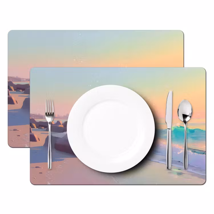 Zomerlicht - Strand - Fonkelende accenten Placemat vinyl groot -zzsfeer2_Kitchenyeah-website