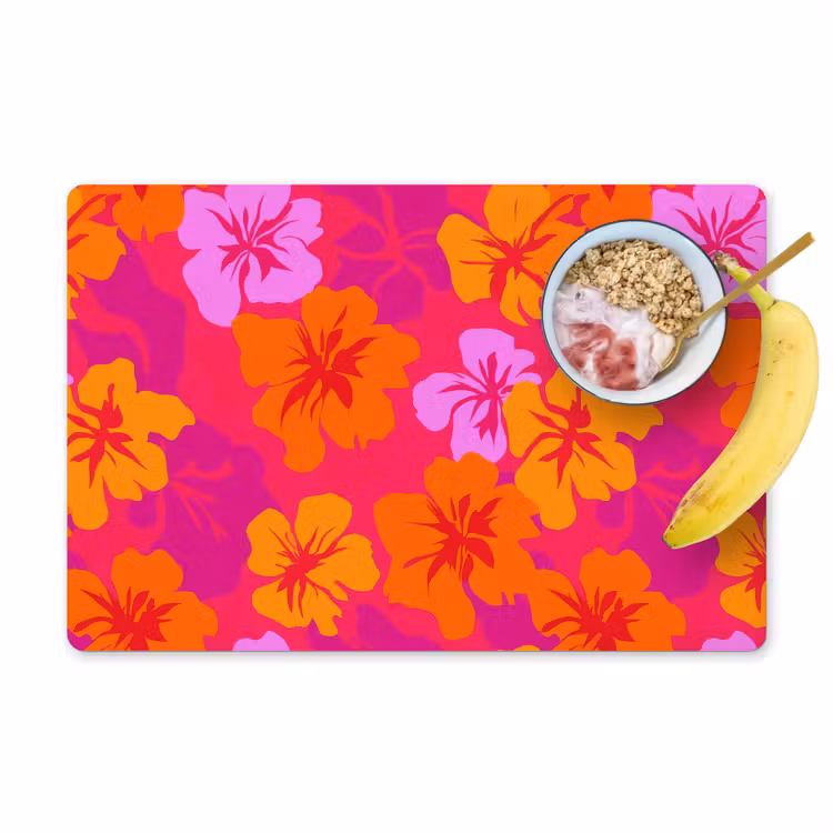 Zomers - Hibiscus - Kleurrijk Placemat vinyl groot 368 -zzzproduct_Kitchenyeah-website