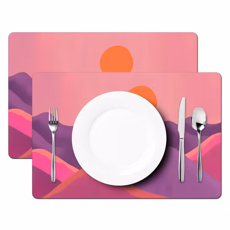Zon - Heuvels - Paars - Abstract Placemat vinyl groot -zzsfeer2_Kitchenyeah-website