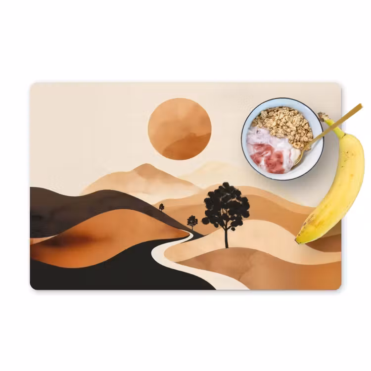 Zon - Heuvels - Boom - Abstract Placemat vinyl groot -zzzproduct_Kitchenyeah-website