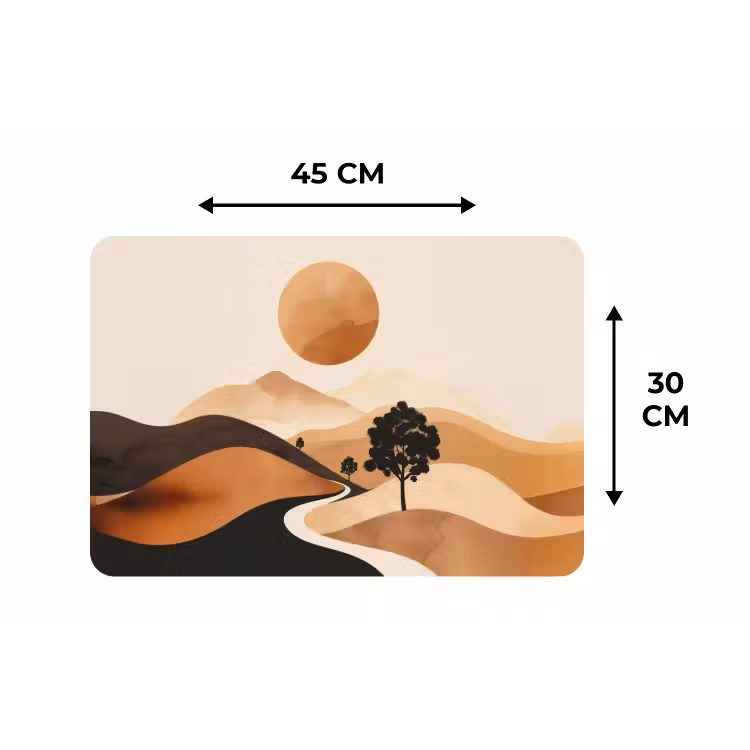 Zon - Heuvels - Boom - Abstract Placemat vinyl groot -specs