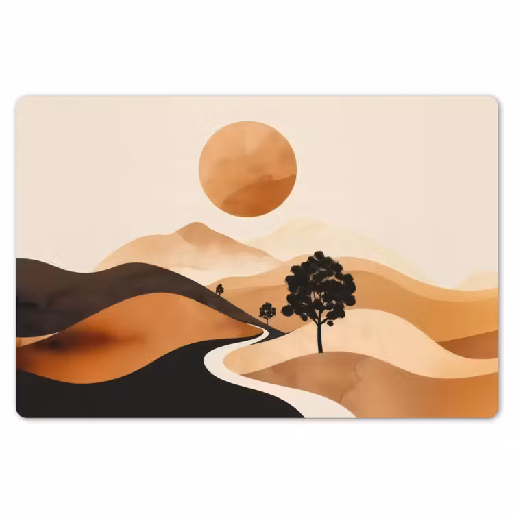 Zon - Heuvels - Boom - Abstract Placemat vinyl groot -zzsfeer1_Kitchenyeah-website