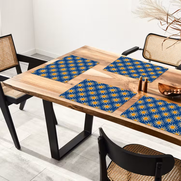 Zon - Patroon - Blauw Placemat vinyl groot 368 -zzsfeer4_Kitchenyeah-website