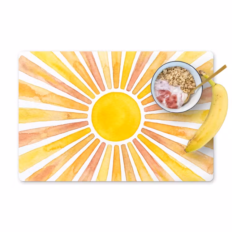 Zon - Stralen - Aquarel - Geel - Abstract Placemat vinyl groot -zzzproduct_Kitchenyeah-website