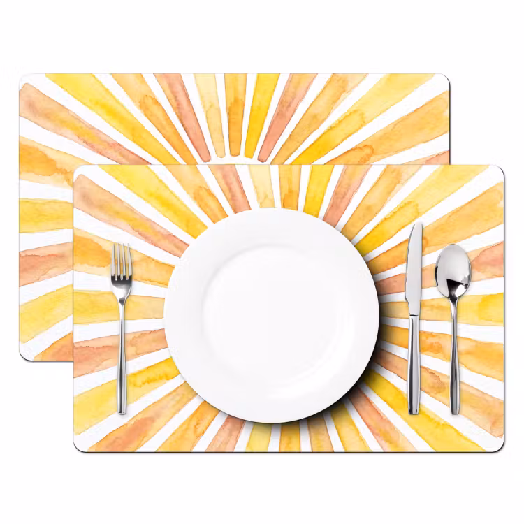 Zon - Stralen - Aquarel - Geel - Abstract Placemat vinyl groot -zzsfeer2_Kitchenyeah-website
