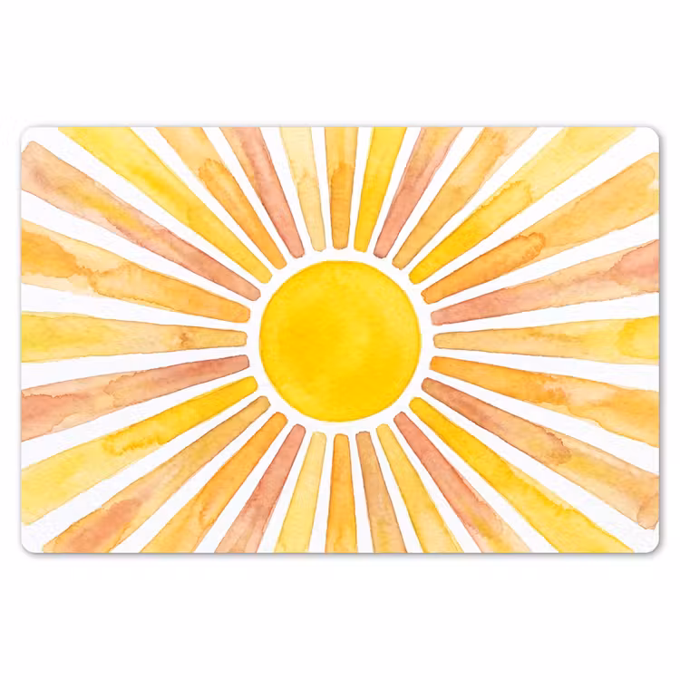 Zon - Stralen - Aquarel - Geel - Abstract Placemat vinyl groot -zzsfeer1_Kitchenyeah-website