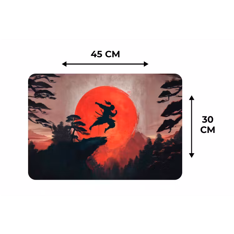 Zon - Krijger - Bomen - Bergen Placemat vinyl groot -specs