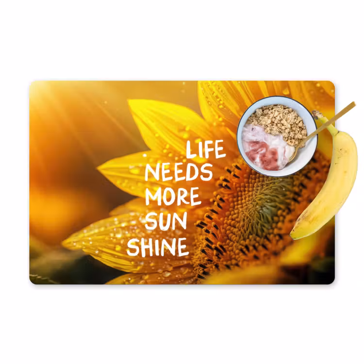 Zonnebloem - Close up - Geel - Quote Placemat vinyl groot -zzzproduct_Kitchenyeah-website