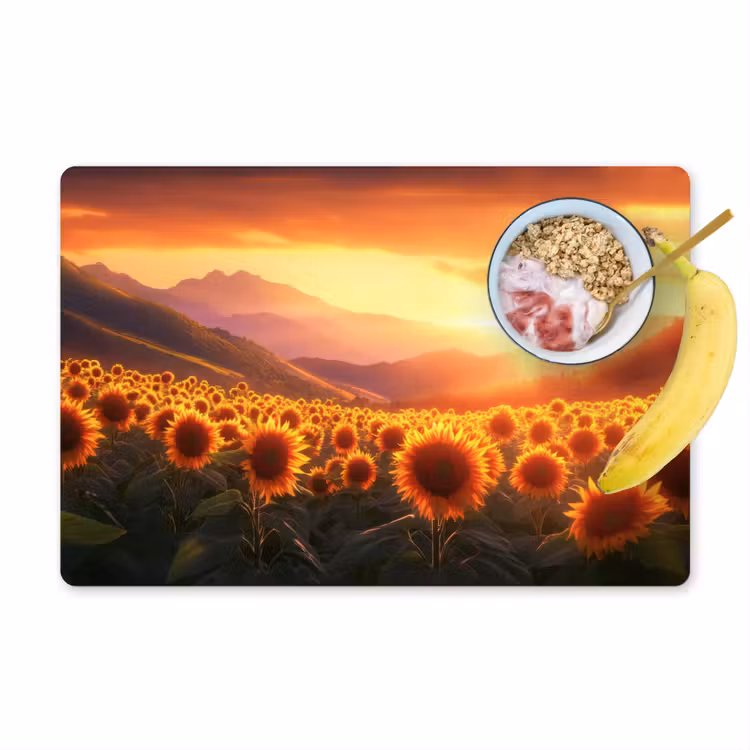 Zonnebloemen - Zonsondergang - Landschap Placemat vinyl groot -zzzproduct_Kitchenyeah-website