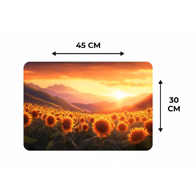 Zonnebloemen - Zonsondergang - Landschap Placemat vinyl groot -specs