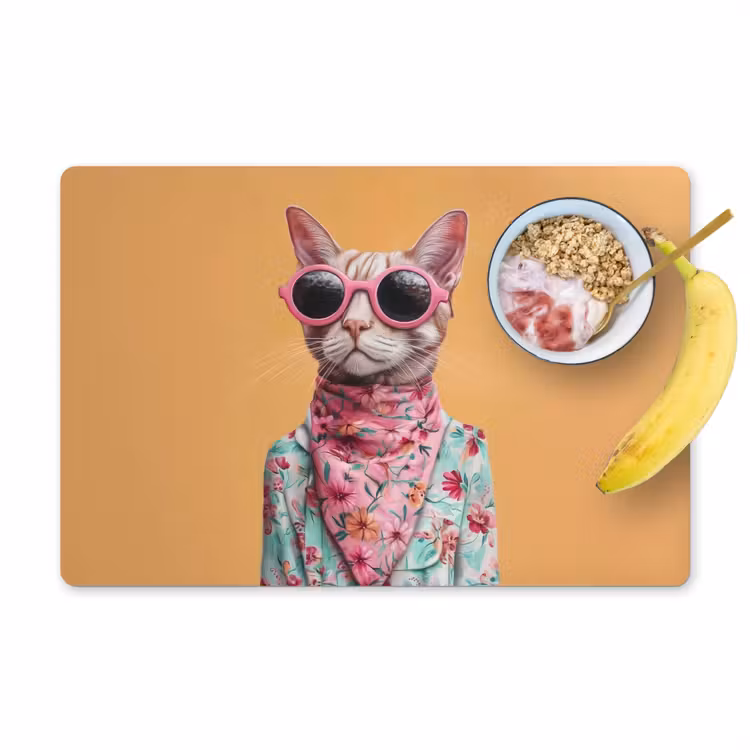 Zonnebril - Kat - Sjaal - Bloemen Placemat vinyl groot -zzzproduct_Kitchenyeah-website