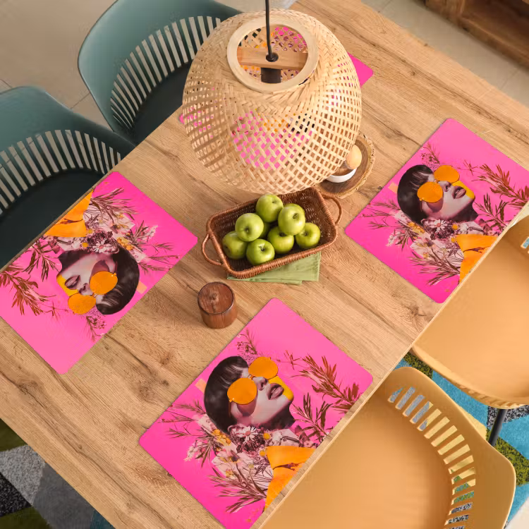 Zonnebril - Oranje - Vrouw - Planten Placemat vinyl groot -zzsfeer5_Kitchenyeah-website