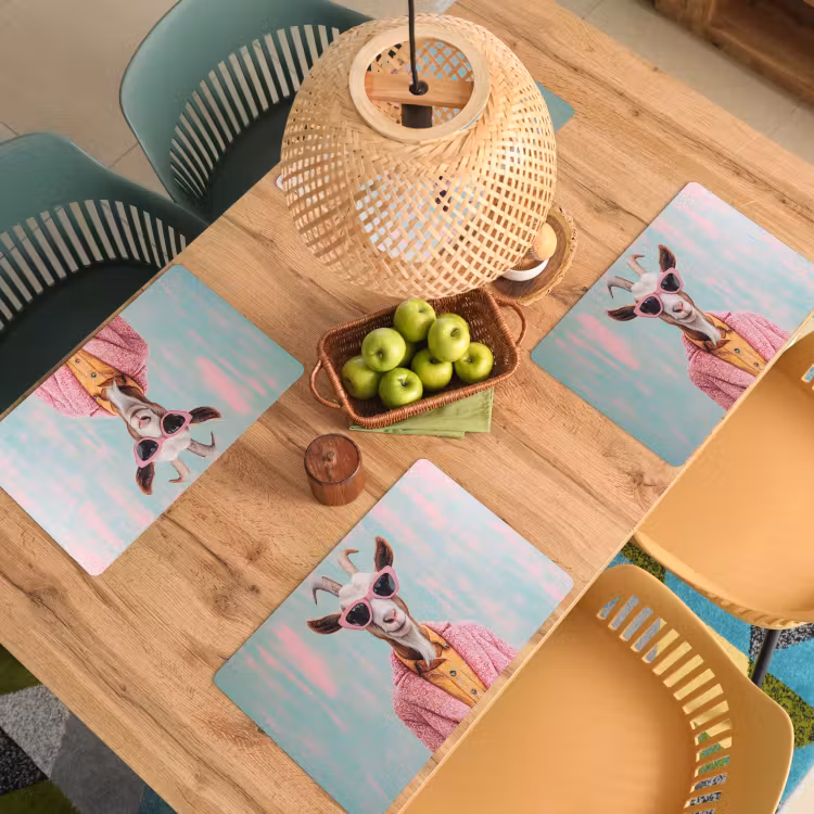 Zonnebril - Roze - Geit - Horen Placemat vinyl groot -zzsfeer5_Kitchenyeah-website