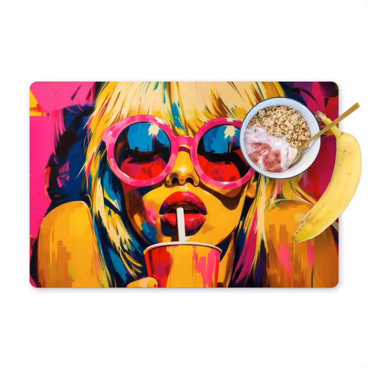 Zonnebril - Roze - Vrouw - Rietje Placemat vinyl groot -zzzproduct_Kitchenyeah-website