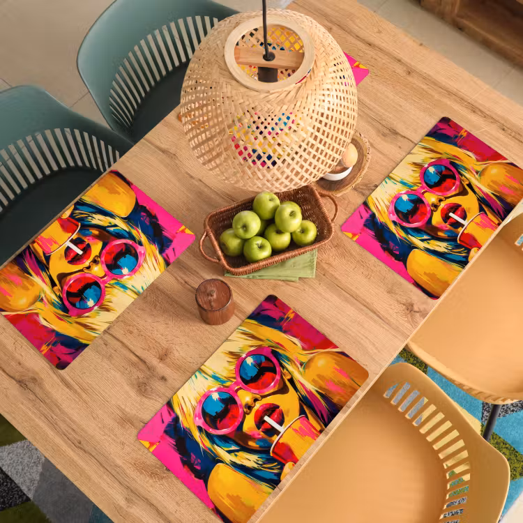 Zonnebril - Roze - Vrouw - Rietje Placemat vinyl groot -zzsfeer5_Kitchenyeah-website