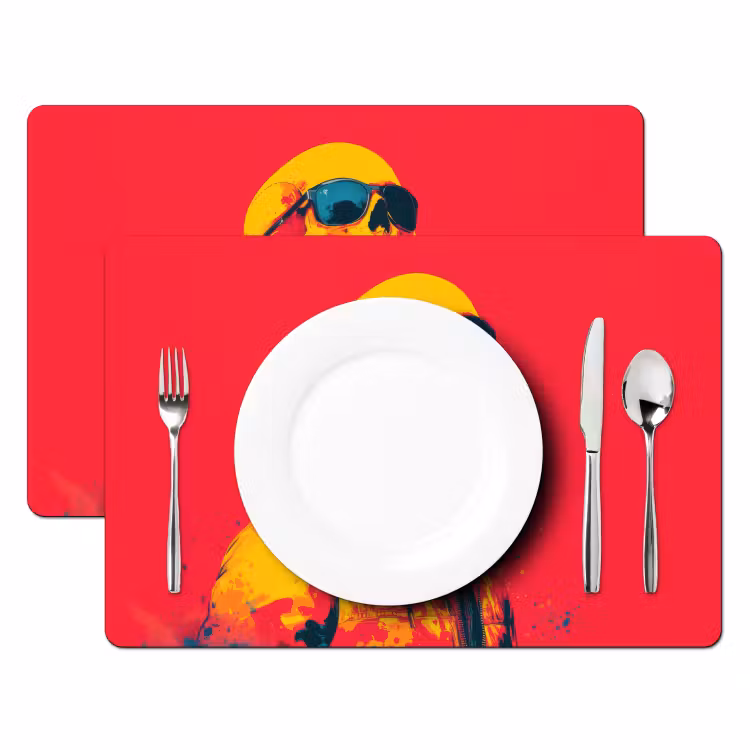 Zonnebril - Schedel - Jas - Rood Placemat vinyl groot -zzsfeer2_Kitchenyeah-website