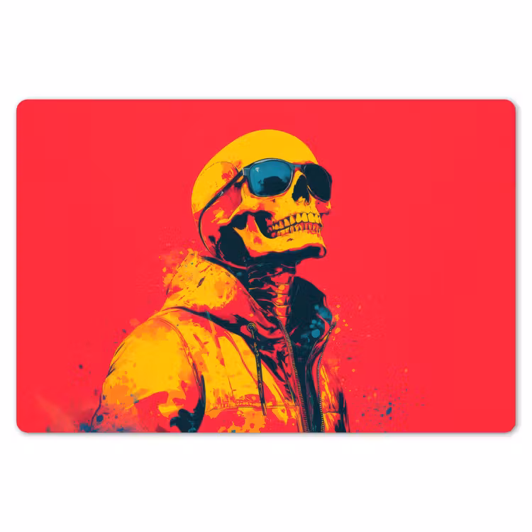 Zonnebril - Schedel - Jas - Rood Placemat vinyl groot -zzsfeer1_Kitchenyeah-website
