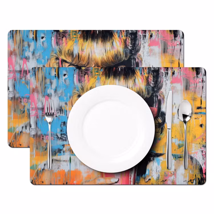 Zonnebril - Vrouw - Kleurrijk - Verfspetters Placemat vinyl groot -zzsfeer2_Kitchenyeah-website