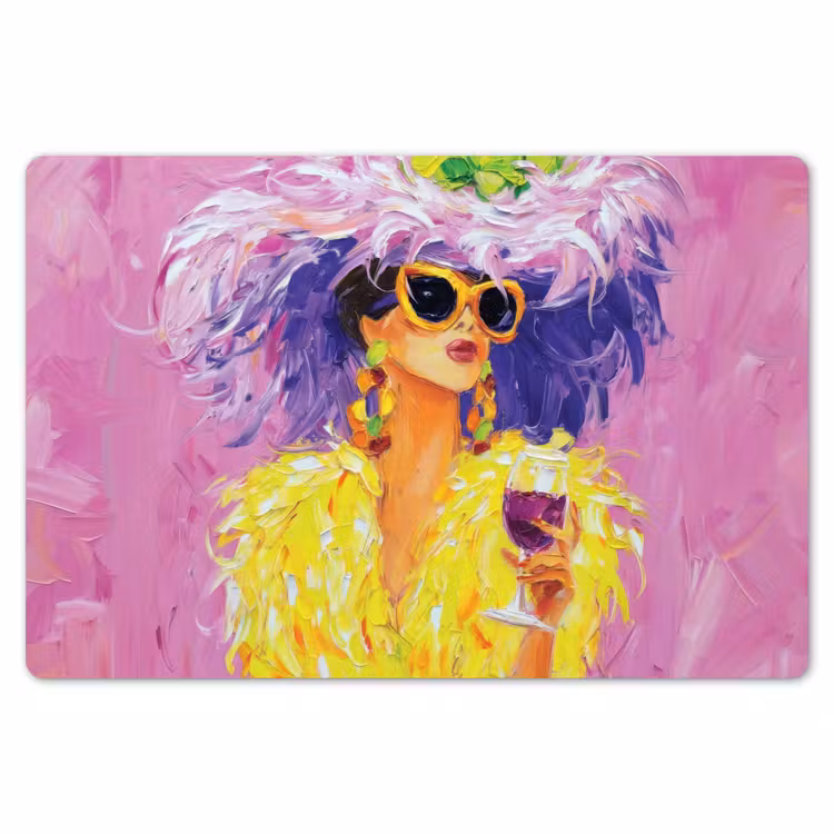Zonnebril - Vrouw - Jas - Veren Placemat vinyl groot -zzsfeer1_Kitchenyeah-website