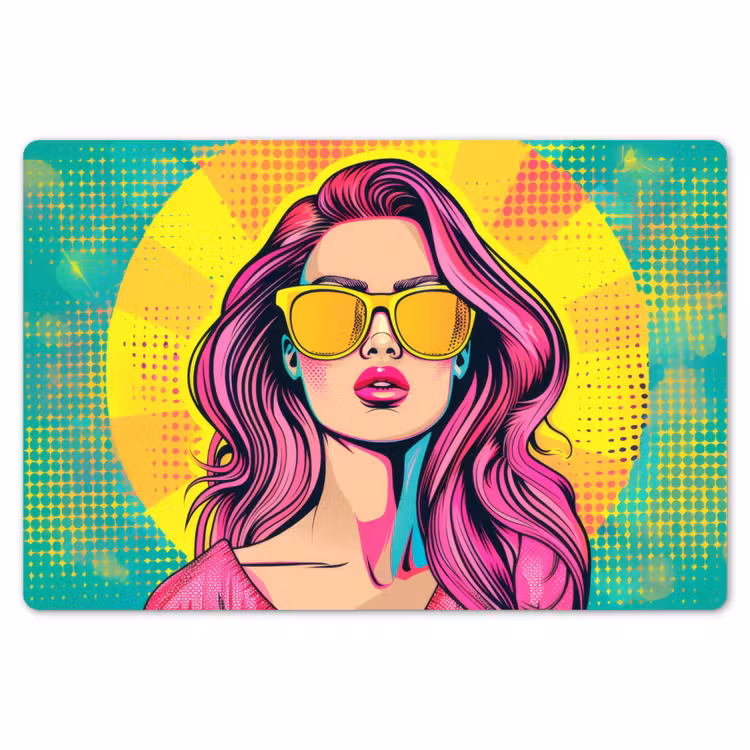 Zonnebril - Vrouw - Zonnig - Geel Placemat vinyl groot -zzsfeer1_Kitchenyeah-website