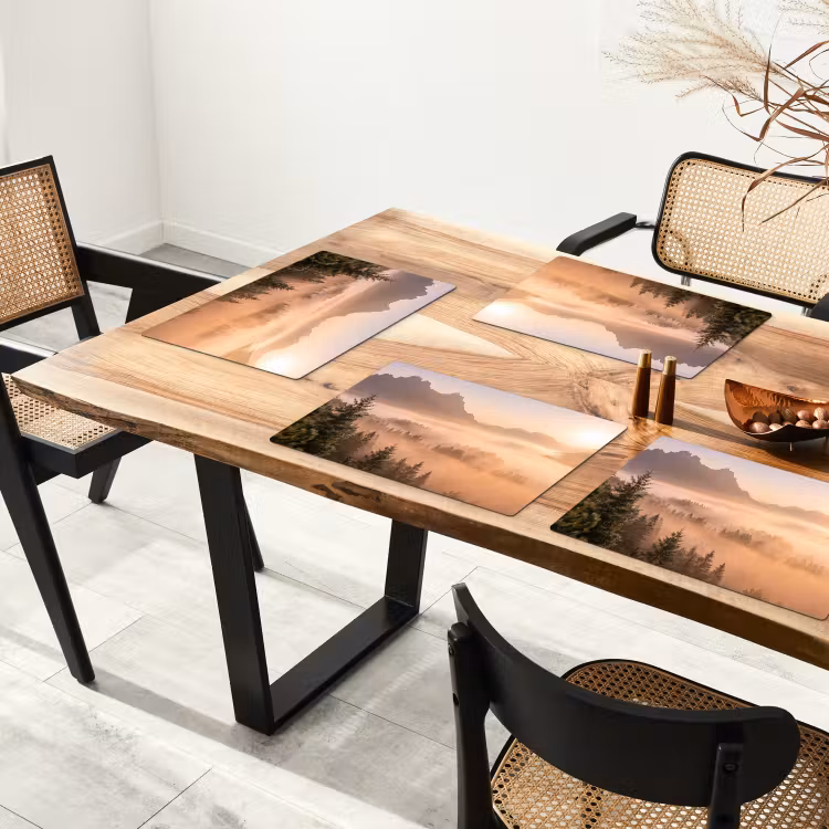 Zonlicht - Mist - Bergen - Bomen Placemat vinyl groot -zzsfeer4_Kitchenyeah-website