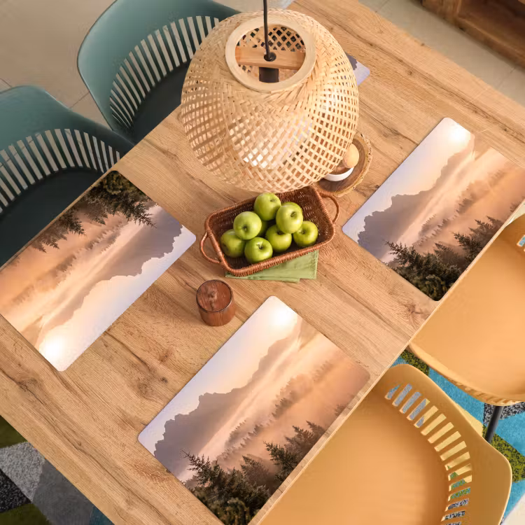 Zonlicht - Mist - Bergen - Bomen Placemat vinyl groot -zzsfeer5_Kitchenyeah-website