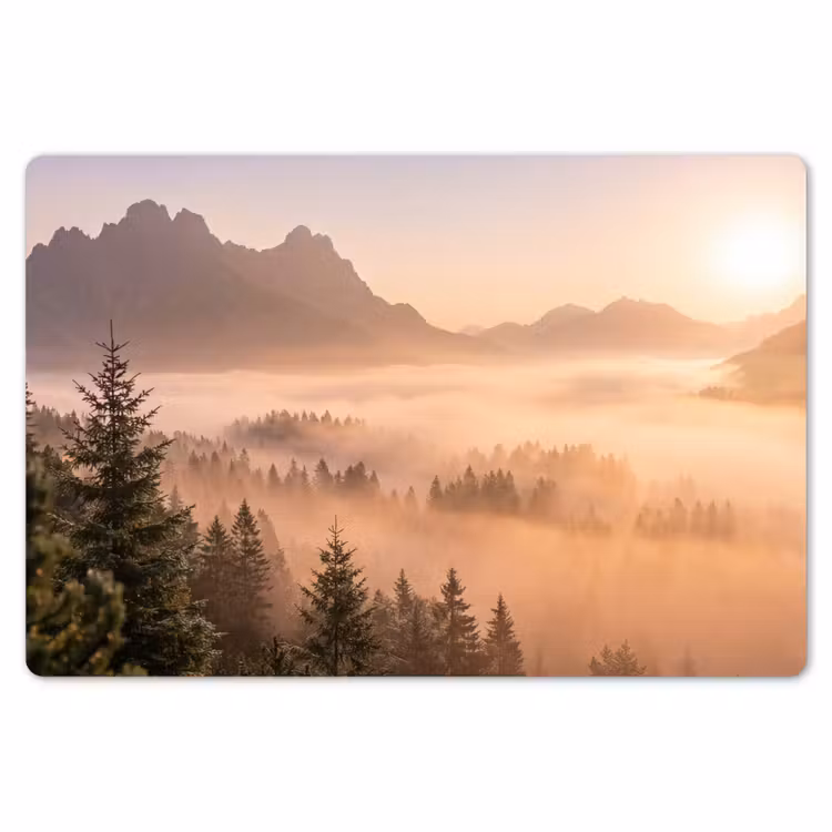 Zonlicht - Mist - Bergen - Bomen Placemat vinyl groot -zzsfeer1_Kitchenyeah-website