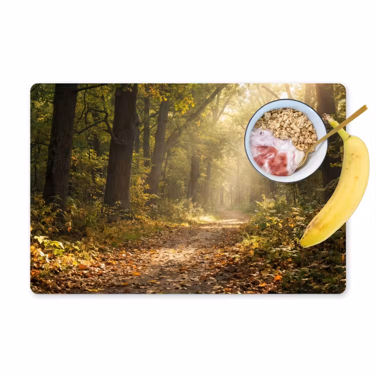 Zonlicht - Bospad - Bomen Placemat vinyl groot -zzzproduct_Kitchenyeah-website