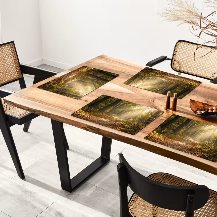 Zonlicht - Bospad - Bomen Placemat vinyl groot -zzsfeer4_Kitchenyeah-website