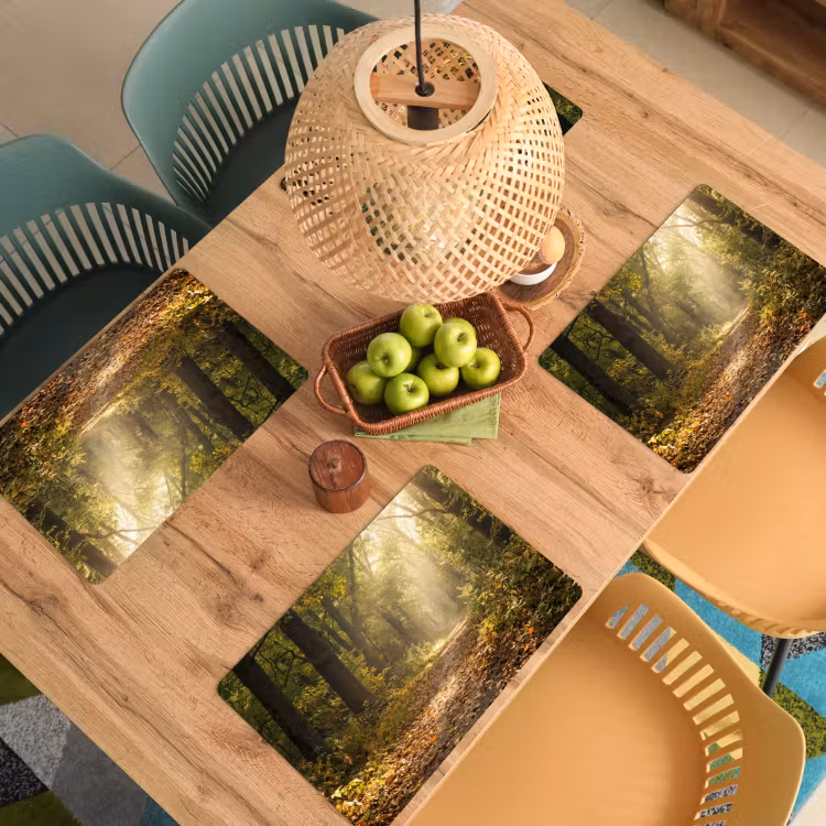 Zonlicht - Bospad - Bomen Placemat vinyl groot -zzsfeer5_Kitchenyeah-website